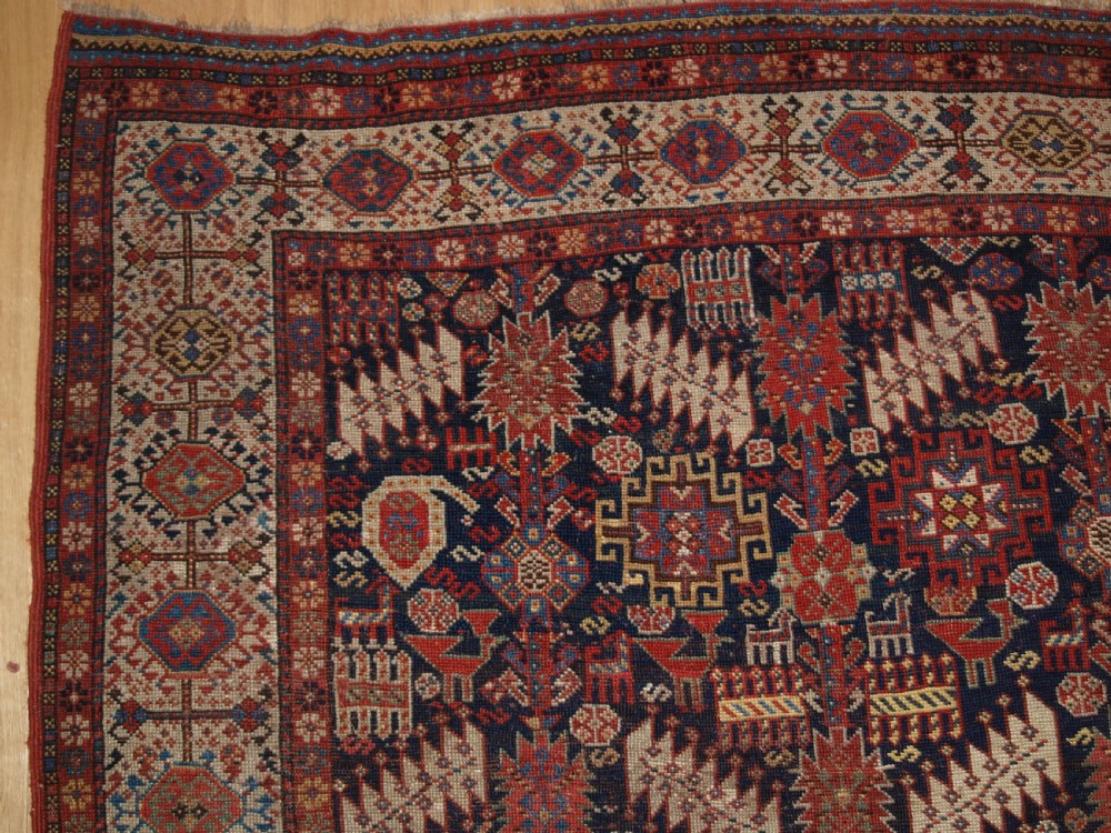 ANTIQUE TRIBAL SHEKARLU QASHQAI RUG, VERY FINE WEAVE, GREAT COLOUR, CIRCA 1880. View IV