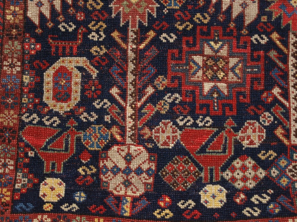 ANTIQUE TRIBAL SHEKARLU QASHQAI RUG, VERY FINE WEAVE, GREAT COLOUR, CIRCA 1880. View XV