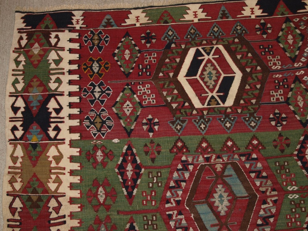 OLD TURKISH MALATYA KILIM, WOVEN IN TWO PARTS, SUPERB DESIGN AND COLOUR, CIRCA 1900/20. View II