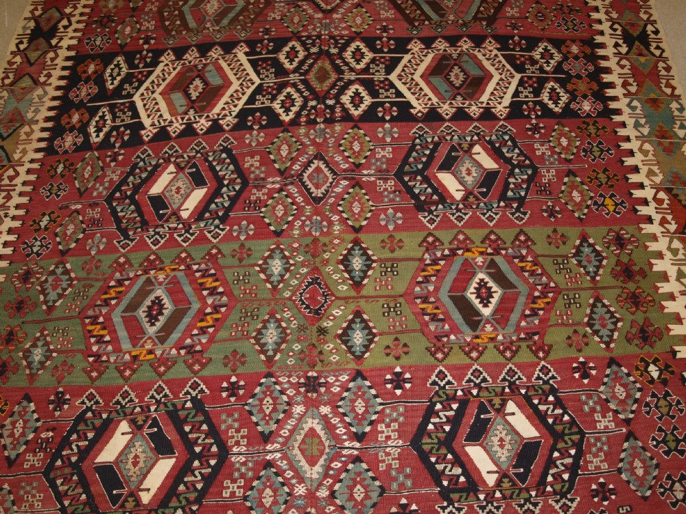 OLD TURKISH MALATYA KILIM, WOVEN IN TWO PARTS, SUPERB DESIGN AND COLOUR, CIRCA 1900/20. View V