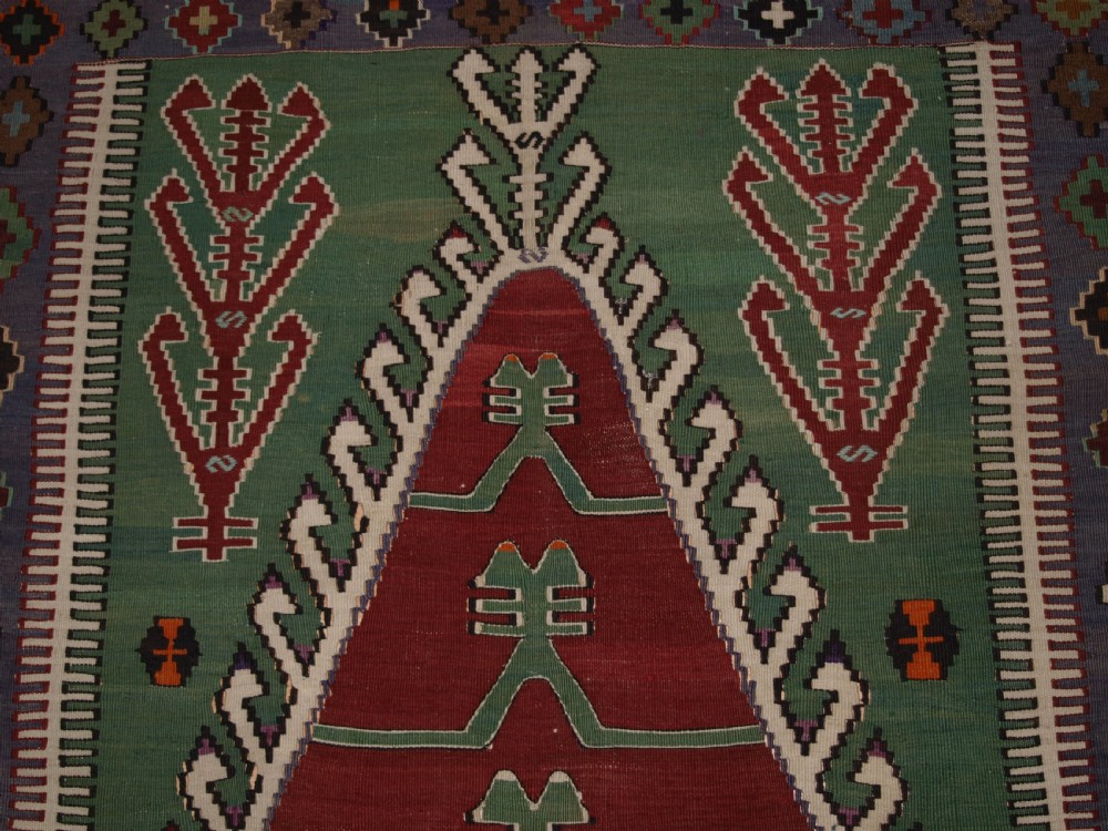 OLD TURKISH OBRUK PRAYER KILIM OF TRADITIONAL DESIGN, EXCELLENT CONDITION, CIRCA 1920. View III