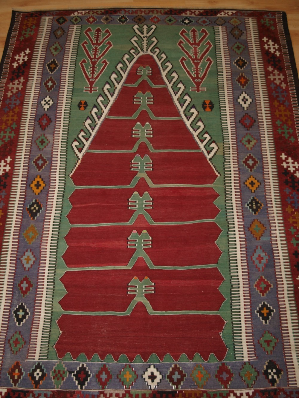 OLD TURKISH OBRUK PRAYER KILIM OF TRADITIONAL DESIGN, EXCELLENT CONDITION, CIRCA 1920. View IV