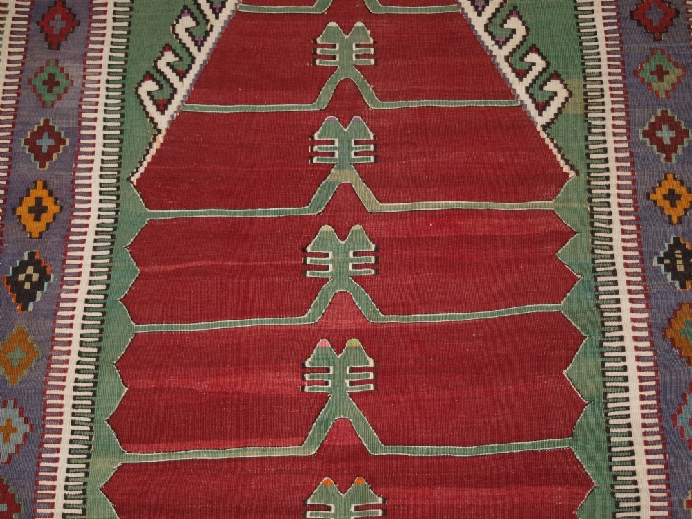 OLD TURKISH OBRUK PRAYER KILIM OF TRADITIONAL DESIGN, EXCELLENT CONDITION, CIRCA 1920. View V