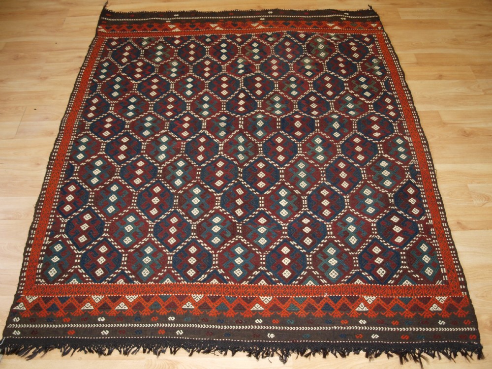 OLD TURKISH FLAT WEAVE IN CICIM TECHNIQUE, BERGAMA REGION, CIRCA 1920.