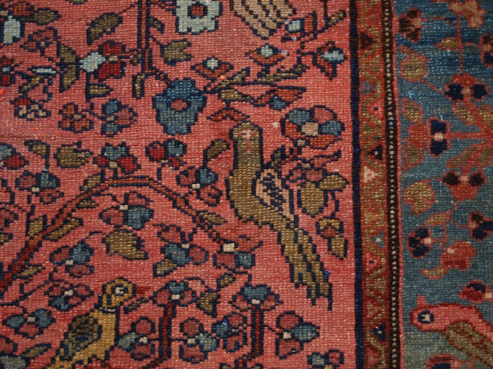 OLD NORTH WEST PERSIAN HAMADAN RUG, PARADISE GARDEN DESIGN, TREE WITH BIRDS, CIRCA 1920. View XI