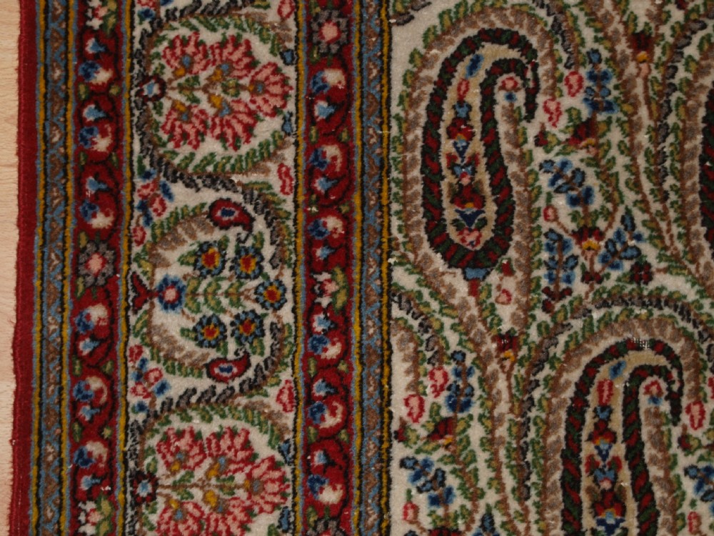 OLD QUM RUG WITH ALL OVER BOTEH DESIGN, EXCELLENT CONDITION, CIRCA 1920. View IV