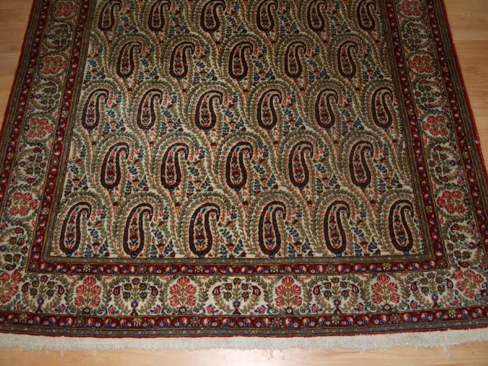 OLD QUM RUG WITH ALL OVER BOTEH DESIGN, EXCELLENT CONDITION, CIRCA 1920. View VII