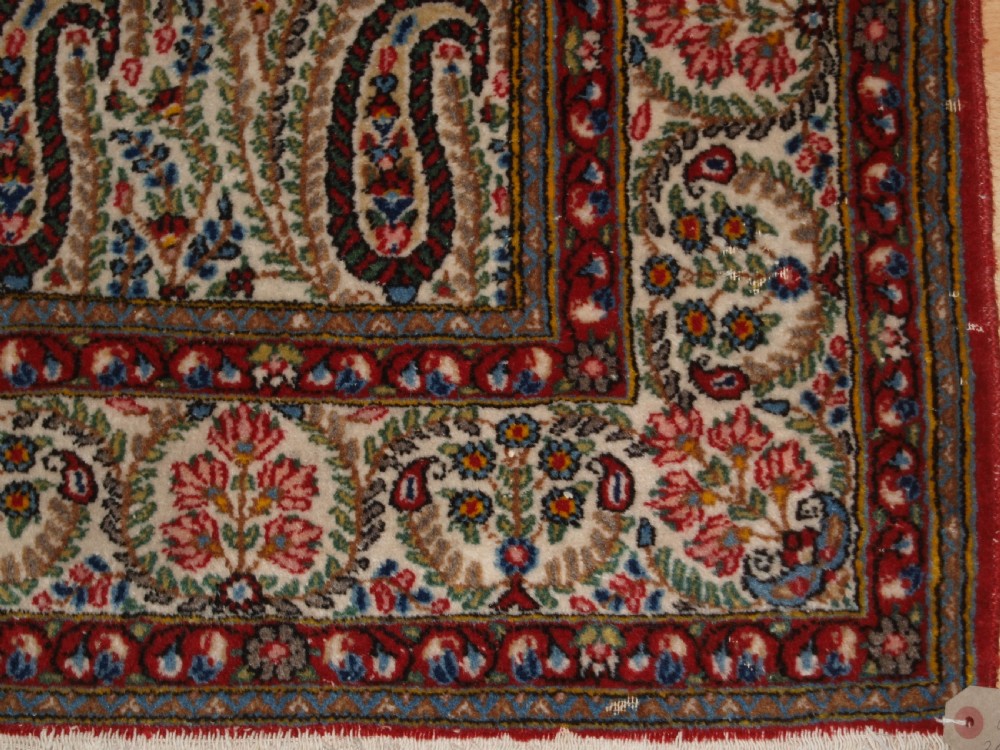 OLD QUM RUG WITH ALL OVER BOTEH DESIGN, EXCELLENT CONDITION, CIRCA 1920. View IX