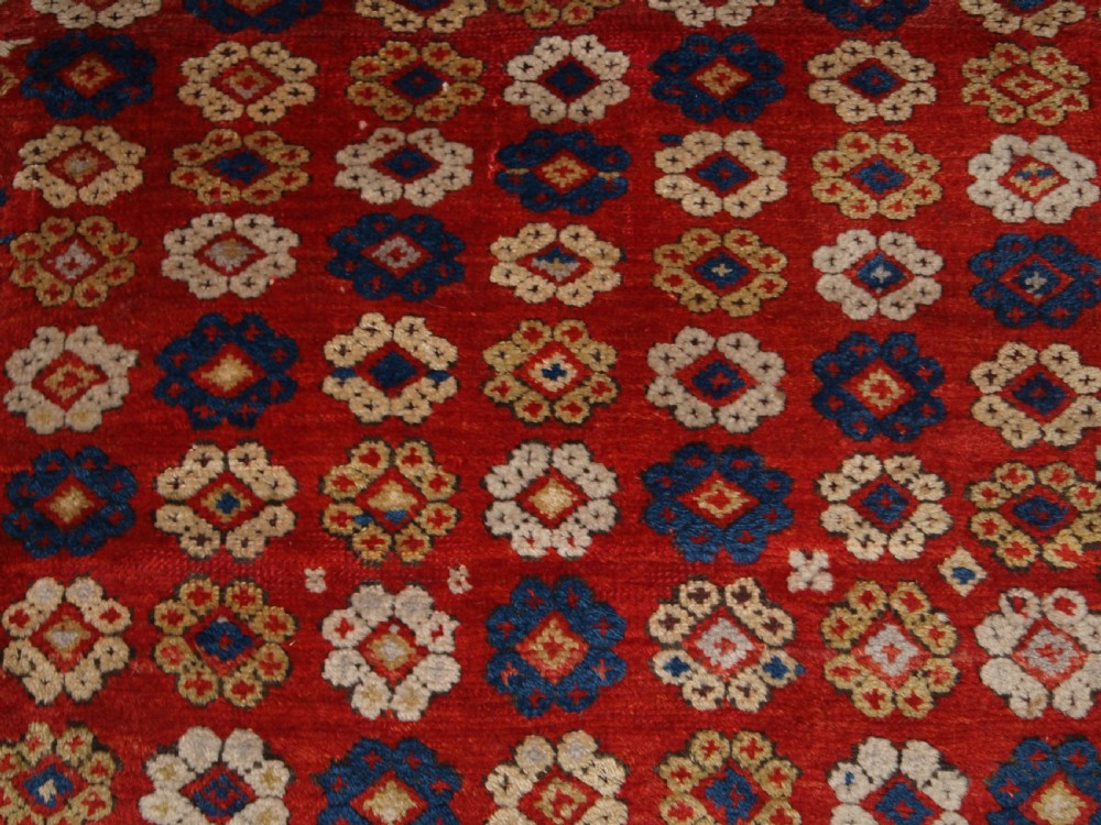 ANTIQUE TURKISH BERGAMA RUG, ALL OVER FLORAL DESIGN, 2ND HALF 19TH CENTURY. View XI