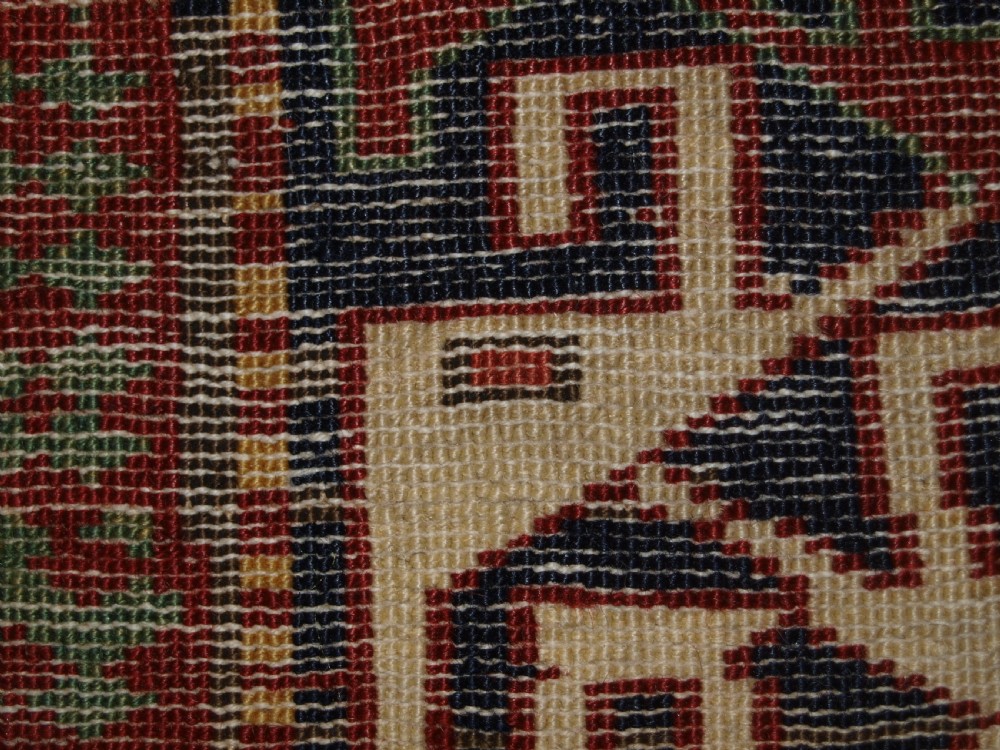ANTIQUE CAUCASIAN AKSTAFA PRAYER RUG, IVORY GROUND WITH SUPERB COLOUR, 2ND HALF 19TH CENTURY. View XIV