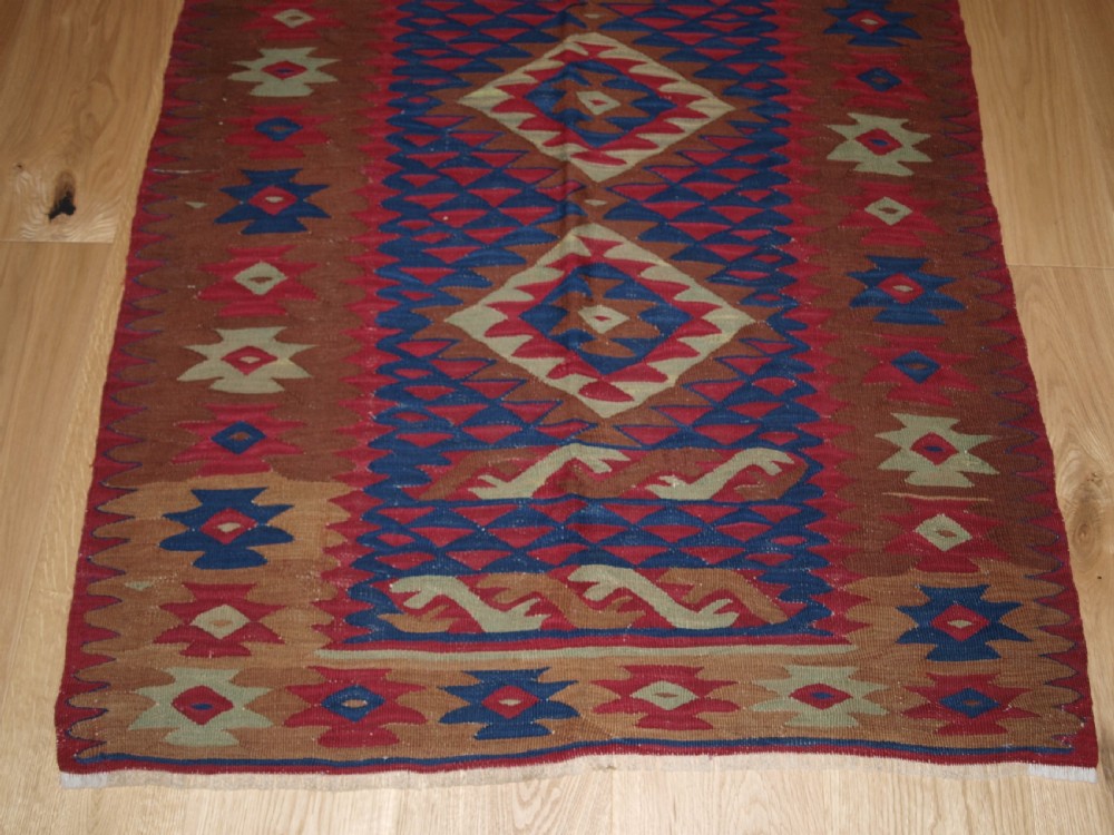 OLD SHARKOY KILIM, SMALL SIZE WITH GOOD COLOUR AND DESIGN, CIRCA 1920. View VIII
