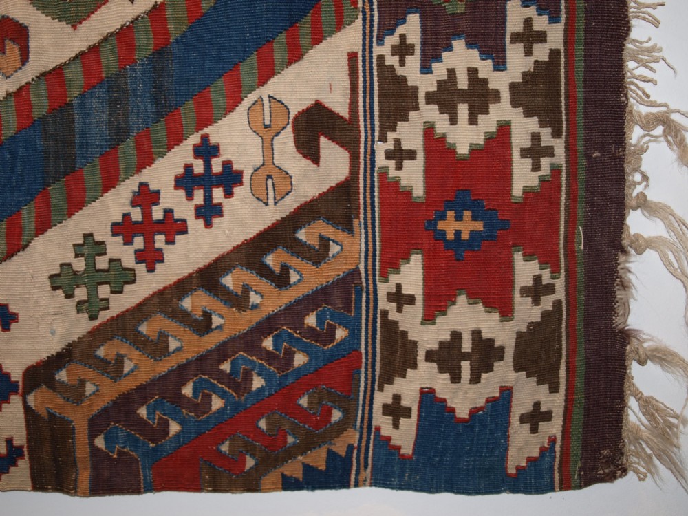 ANTIQUE TURKISH AYDINLI KILIM FRAGMENT, SOUTH WEST ANATOLIA, SUPERB COLOURS, 2ND HALF 19TH CENTURY. View IX