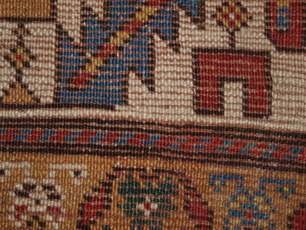ANTIQUE CAUCASIAN DAGHESTAN RUG WITH SCARCE GREEN GROUND, LATTICE DESIGN, CIRCA 1880. View XIV
