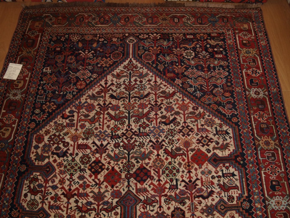 ANTIQUE SOUTH WEST PERSIAN TRIBAL KHAMSEH BIRD RUG, OUTSTANDING CONDITION, CIRCA 1880. View III