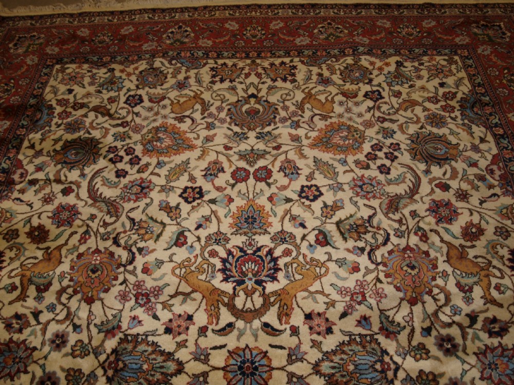 OLD PERSIAN TABRIZ CARPET WITH CLASSIC HUNTING DESIGN, EXCELLENT CONDITION, CIRCA 1920. View IV