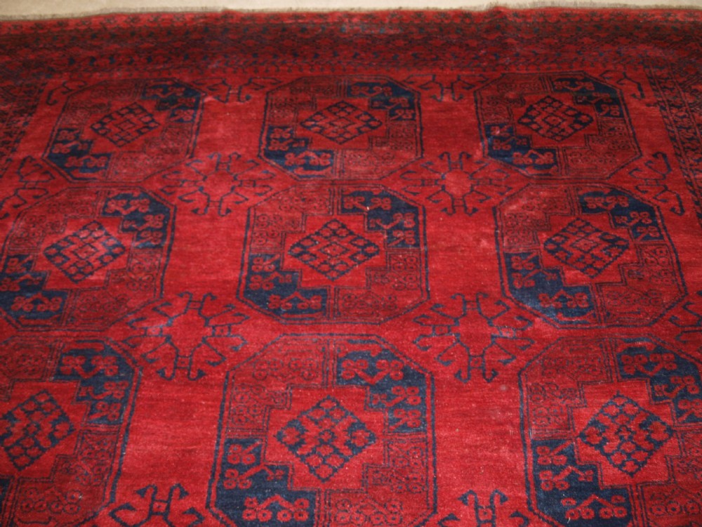 OLD AFGHAN VILLAGE CARPET, DEEP RED, ALMOST SQUARE SIZE, CIRCA 1920. View IV