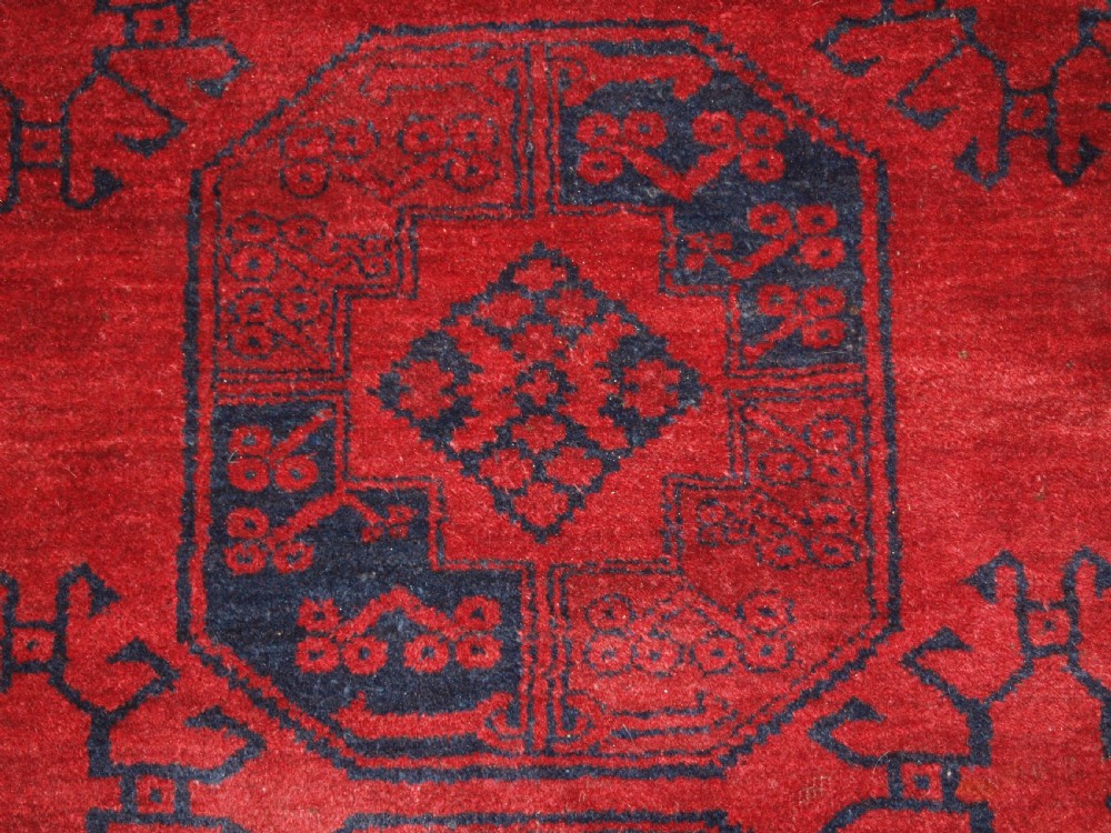 OLD AFGHAN VILLAGE CARPET, DEEP RED, ALMOST SQUARE SIZE, CIRCA 1920. View VII