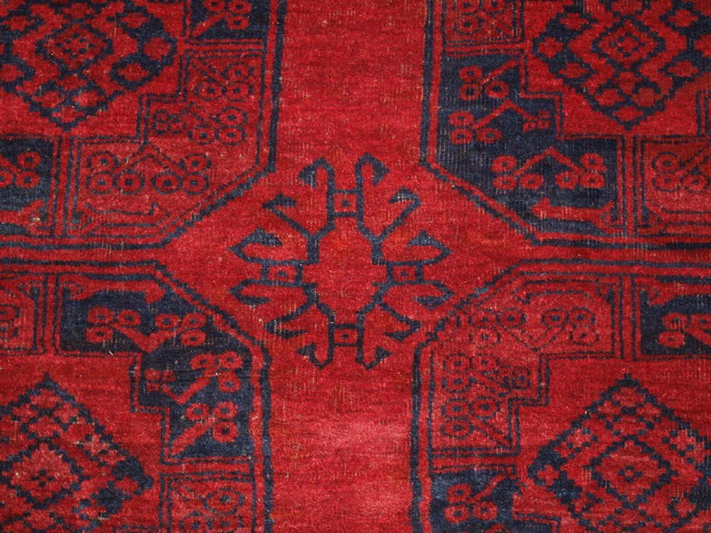 OLD AFGHAN VILLAGE CARPET, DEEP RED, ALMOST SQUARE SIZE, CIRCA 1920. View VIII