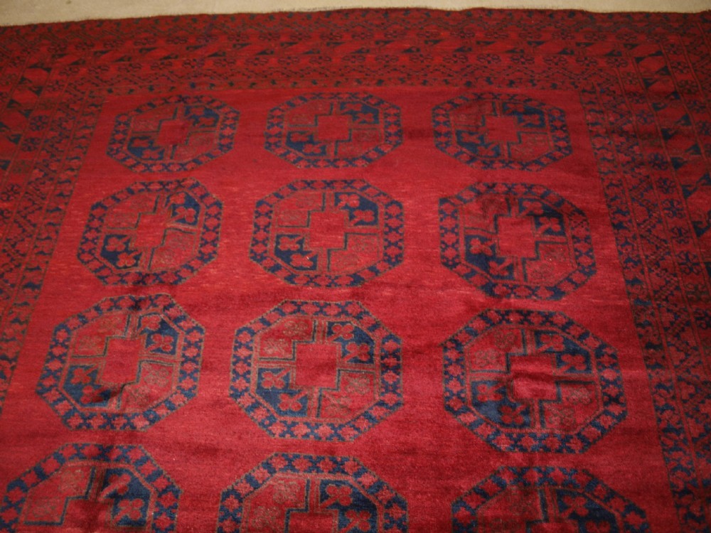 ANTIQUE AFGHAN VILLAGE CARPET, ERSARI WEAVERS, GREAT COLOUR, CIRCA 1900/20. View IV