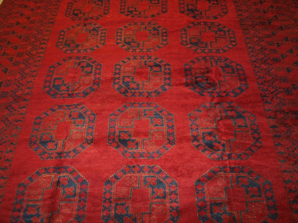 ANTIQUE AFGHAN VILLAGE CARPET, ERSARI WEAVERS, GREAT COLOUR, CIRCA 1900/20. View V