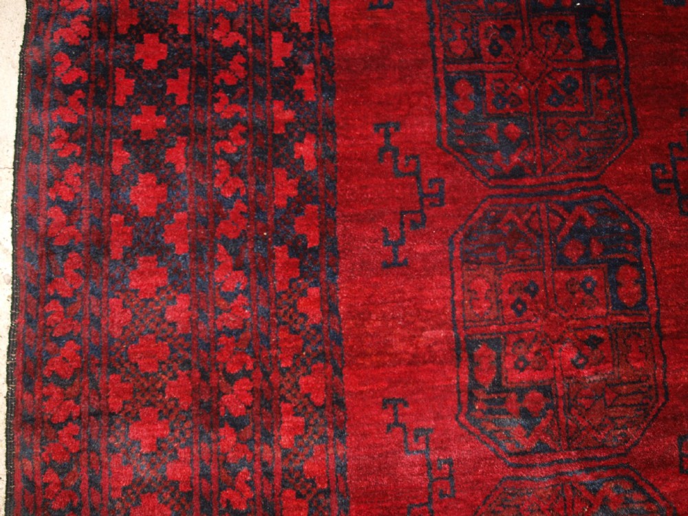 OLD AFGHAN VILLAGE CARPET, DEEP RICH RED COLOUR, GREAT CONDITION, CIRCA 1920. View III