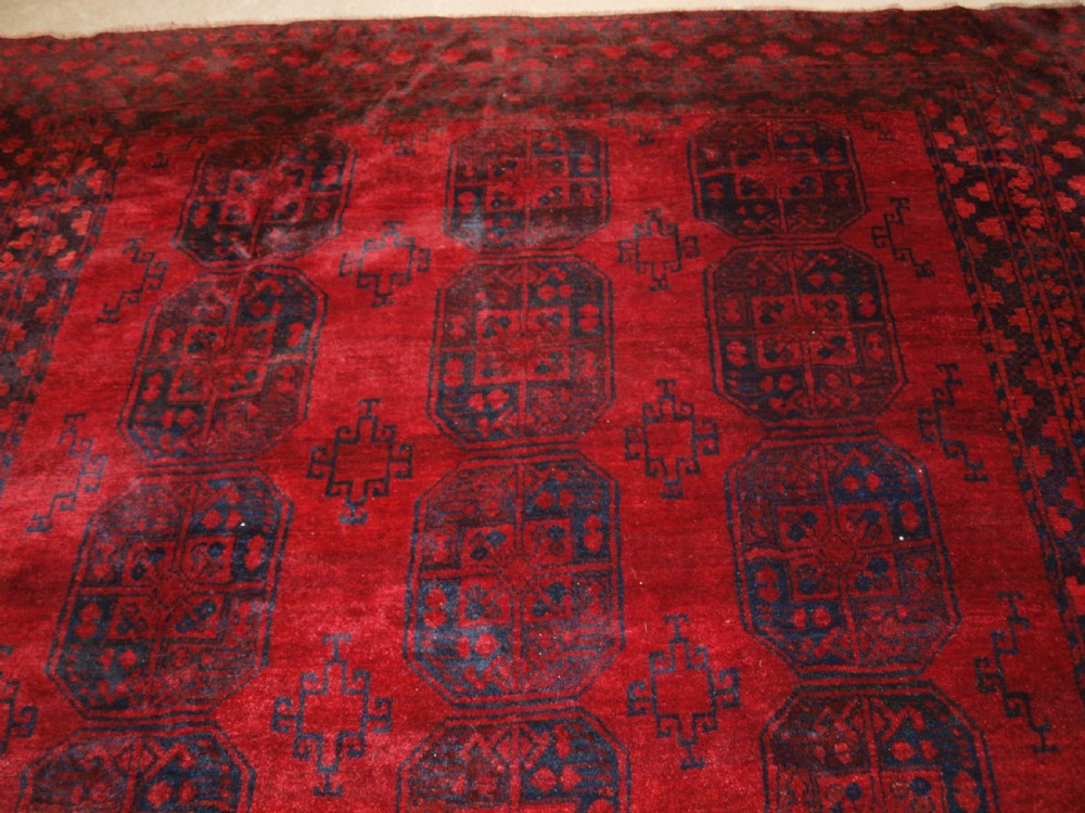 OLD AFGHAN VILLAGE CARPET, DEEP RICH RED COLOUR, GREAT CONDITION, CIRCA 1920. View IV