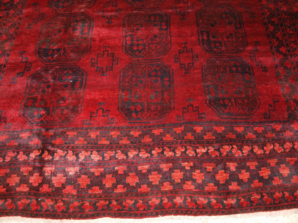 OLD AFGHAN VILLAGE CARPET, DEEP RICH RED COLOUR, GREAT CONDITION, CIRCA 1920. View VI