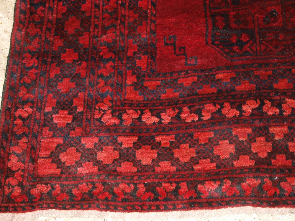OLD AFGHAN VILLAGE CARPET, DEEP RICH RED COLOUR, GREAT CONDITION, CIRCA 1920. View IX