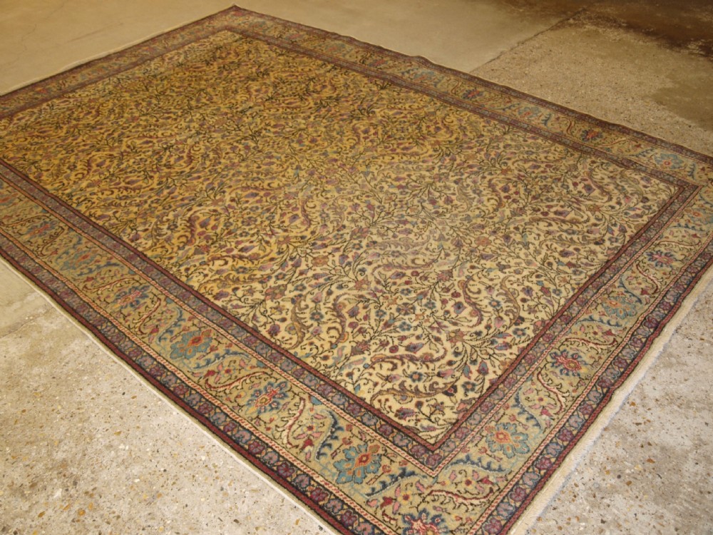 OLD TURKISH KAYSERI CARPET, ALL OVER FLORAL DESIGN, SOFT COLOURS, GOOD CONDITION, CIRCA 1920. View XI