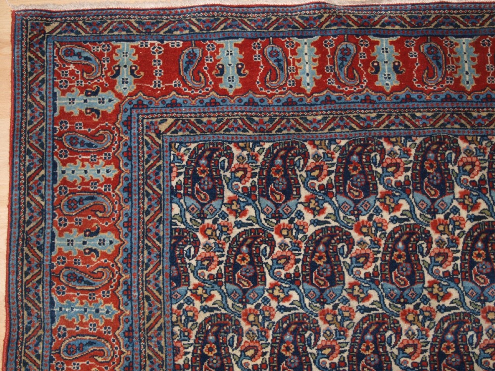 OLD PERSIAN QUM CARPET WITH ALL OVER BOTEH DESIGN, EXCELLENT CONDITION, CIRCA 1920. View II