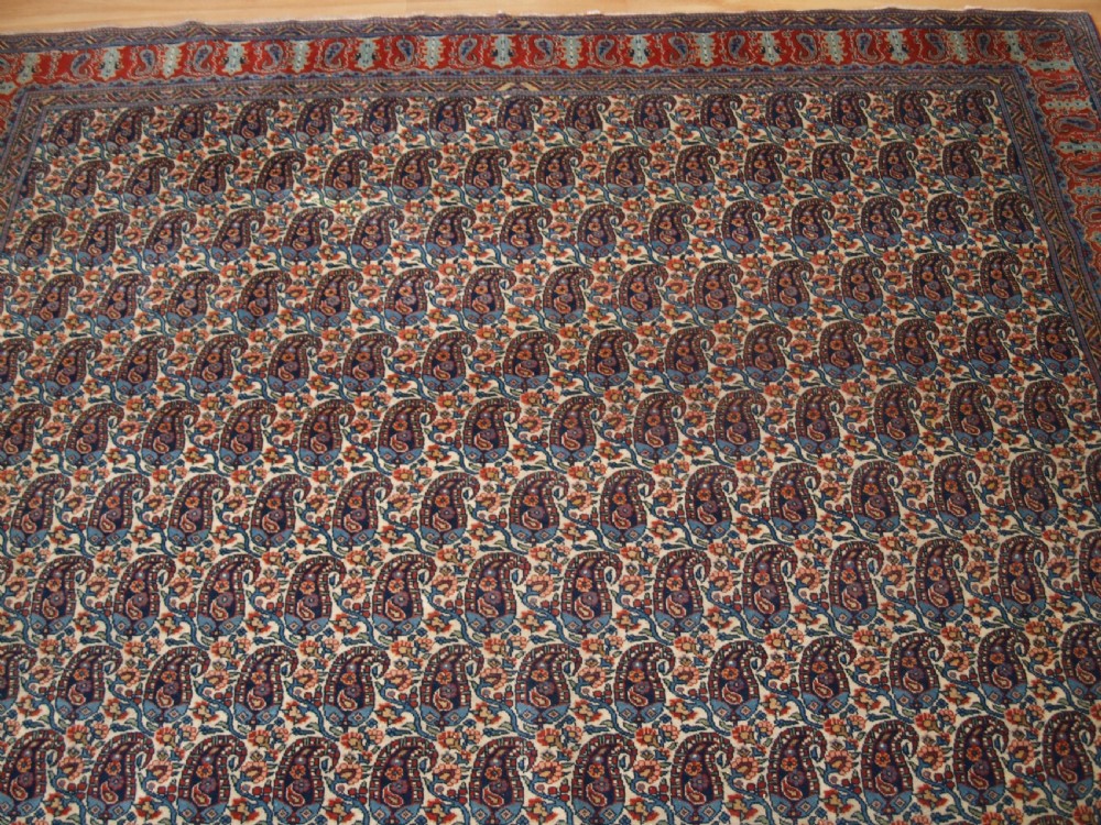 OLD PERSIAN QUM CARPET WITH ALL OVER BOTEH DESIGN, EXCELLENT CONDITION, CIRCA 1920. View III