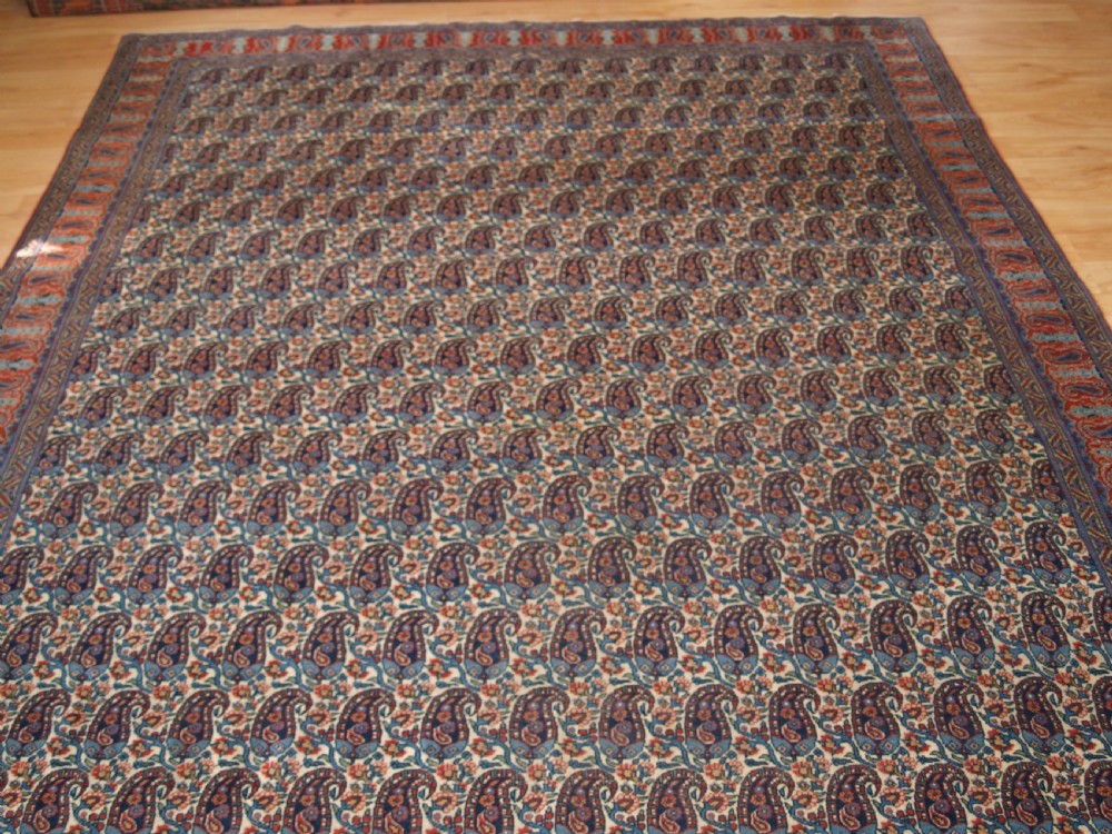 OLD PERSIAN QUM CARPET WITH ALL OVER BOTEH DESIGN, EXCELLENT CONDITION, CIRCA 1920. View IV