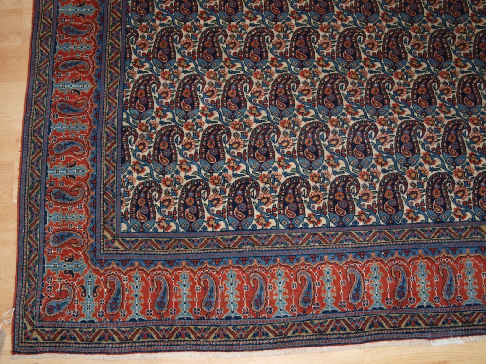 OLD PERSIAN QUM CARPET WITH ALL OVER BOTEH DESIGN, EXCELLENT CONDITION, CIRCA 1920. View VI