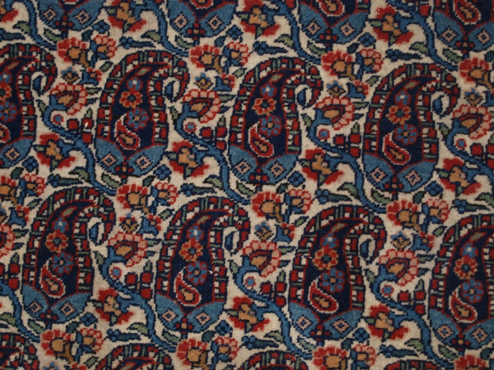 OLD PERSIAN QUM CARPET WITH ALL OVER BOTEH DESIGN, EXCELLENT CONDITION, CIRCA 1920. View VII