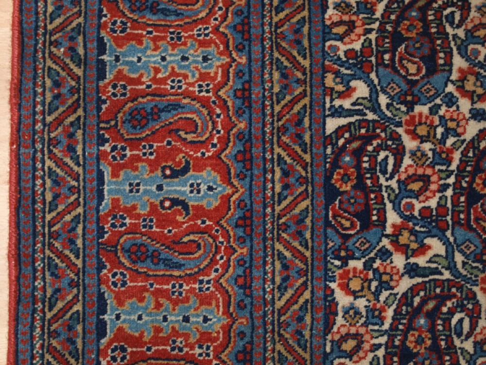 OLD PERSIAN QUM CARPET WITH ALL OVER BOTEH DESIGN, EXCELLENT CONDITION, CIRCA 1920. View IX