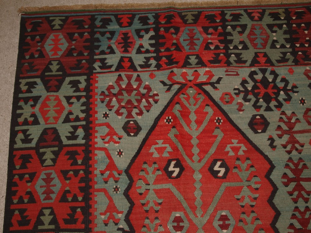 ANTIQUE TURKISH SIVAS KILIM OF SCARCE DESIGN, SUPERB CONDITION, CIRCA 1900. View II