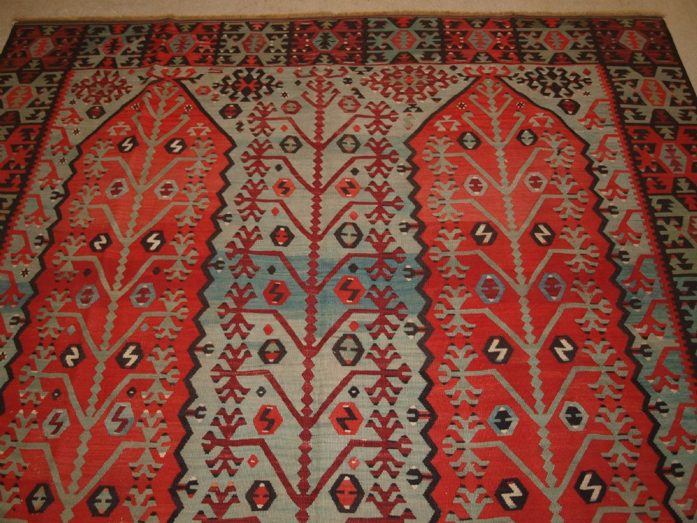 ANTIQUE TURKISH SIVAS KILIM OF SCARCE DESIGN, SUPERB CONDITION, CIRCA 1900. View IV