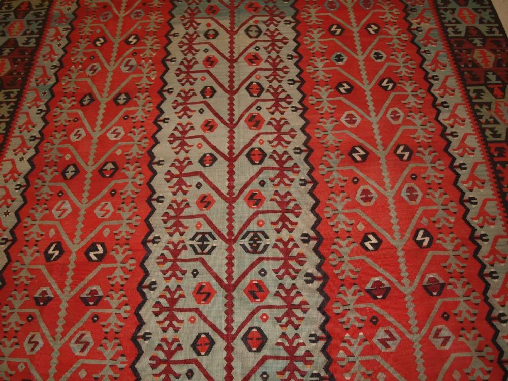 ANTIQUE TURKISH SIVAS KILIM OF SCARCE DESIGN, SUPERB CONDITION, CIRCA 1900. View V