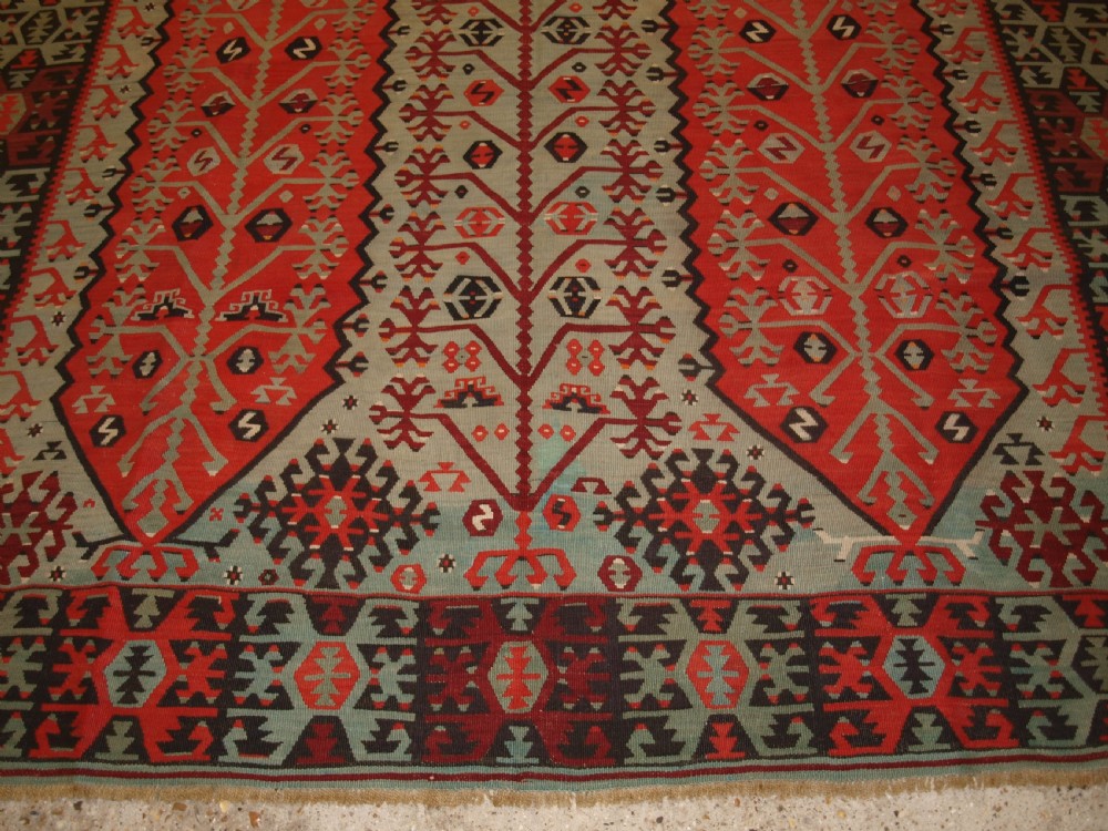 ANTIQUE TURKISH SIVAS KILIM OF SCARCE DESIGN, SUPERB CONDITION, CIRCA 1900. View VI