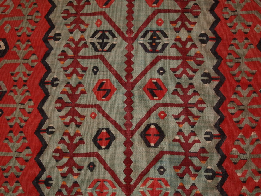 ANTIQUE TURKISH SIVAS KILIM OF SCARCE DESIGN, SUPERB CONDITION, CIRCA 1900. View IX