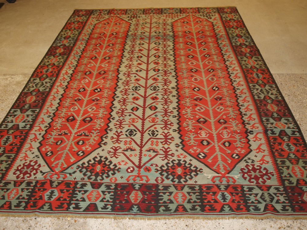ANTIQUE TURKISH SIVAS KILIM OF SCARCE DESIGN, SUPERB CONDITION, CIRCA 1900. View XI