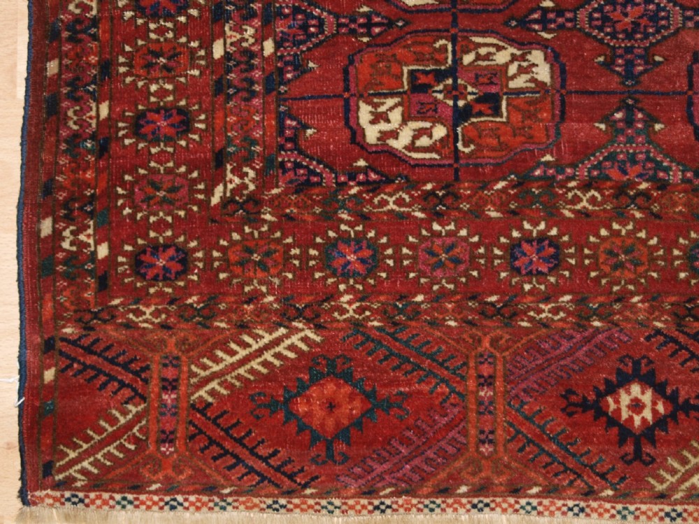 ANTIQUE TEKKE TURKMEN DOWRY RUG, SMALL SIZE, FINE WEAVE, CIRCA 1880. View V