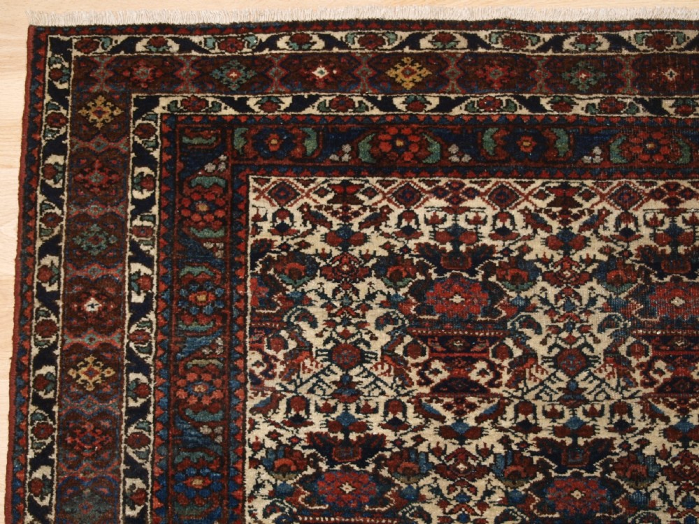 ANTIQUE PERSIAN ABEDEH RUG WITH VASE AND PEACOCK DESIGN, SUPERB COLOURS, CIRCA 1900. View III