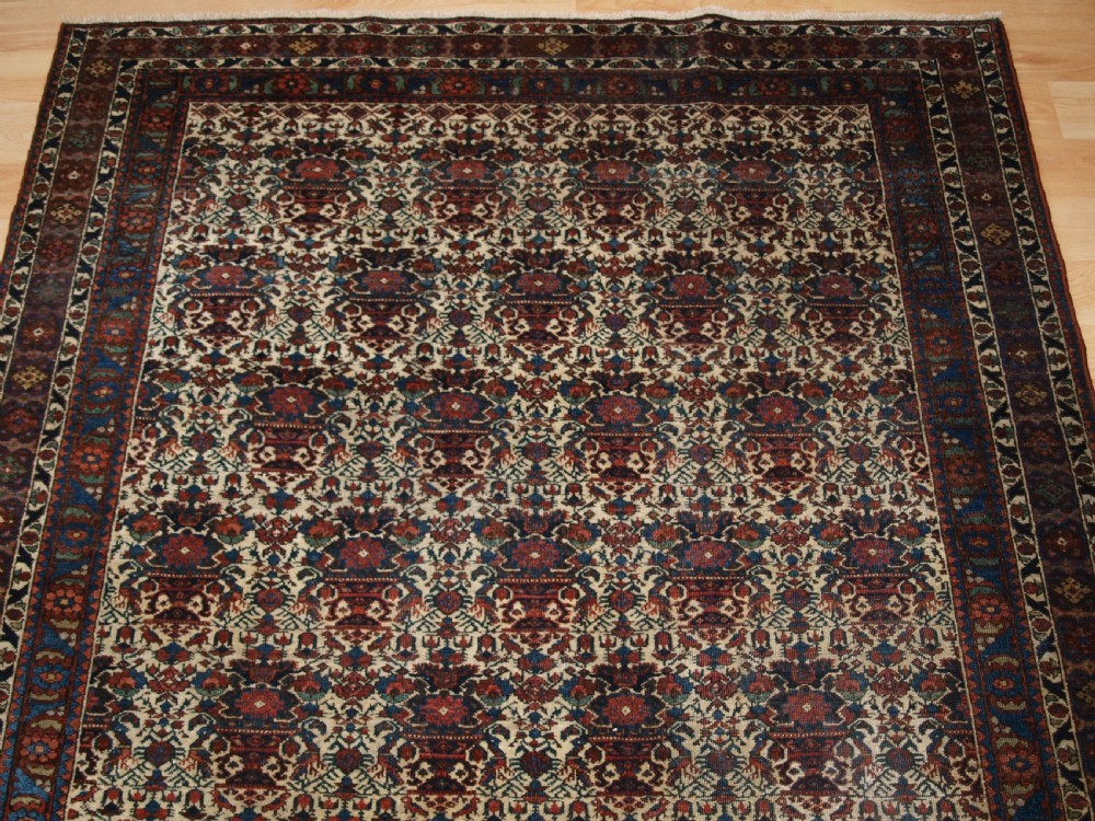 ANTIQUE PERSIAN ABEDEH RUG WITH VASE AND PEACOCK DESIGN, SUPERB COLOURS, CIRCA 1900. View IV