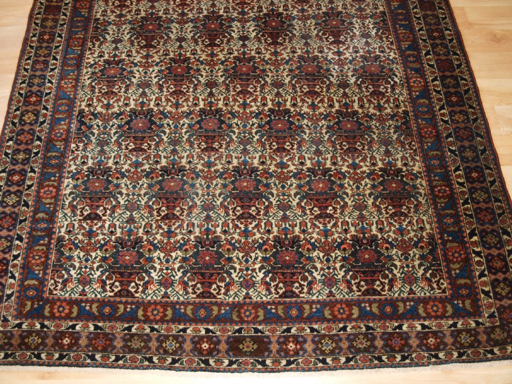 ANTIQUE PERSIAN ABEDEH RUG WITH VASE AND PEACOCK DESIGN, SUPERB COLOURS, CIRCA 1900. View VI