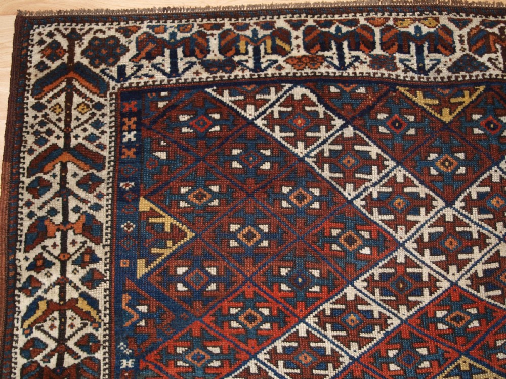 ANTIQUE KURDISH RUG WITH LATTICE DESIGN, VISUALLY STRIKING RUG, CIRCA 1900. View III