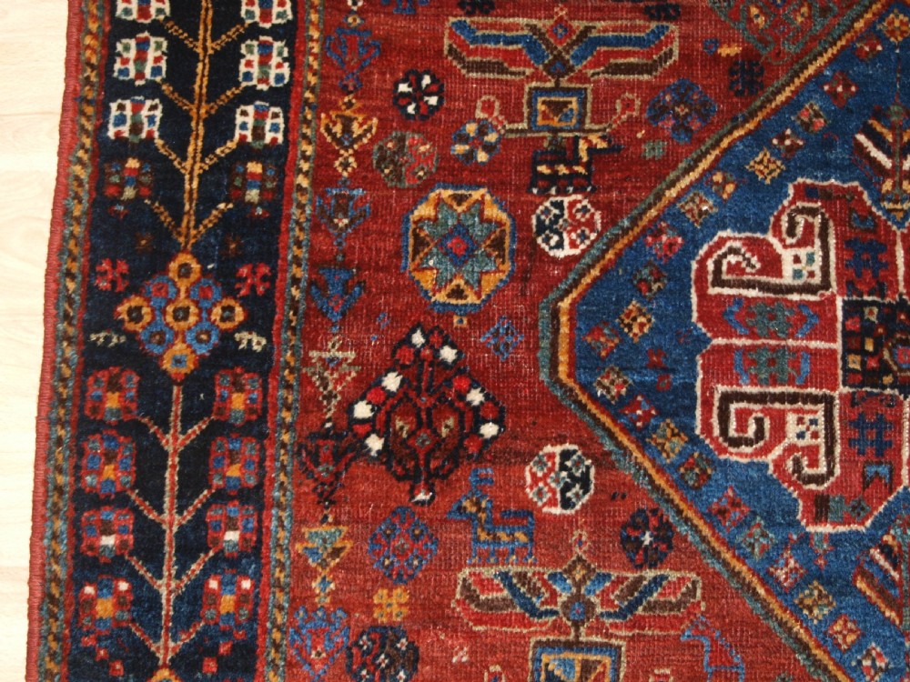 ANTIQUE PERSIAN TRIBAL QASHQAI RUG, SUPERB COLOUR AND DESIGN, CIRCA 1900. View III