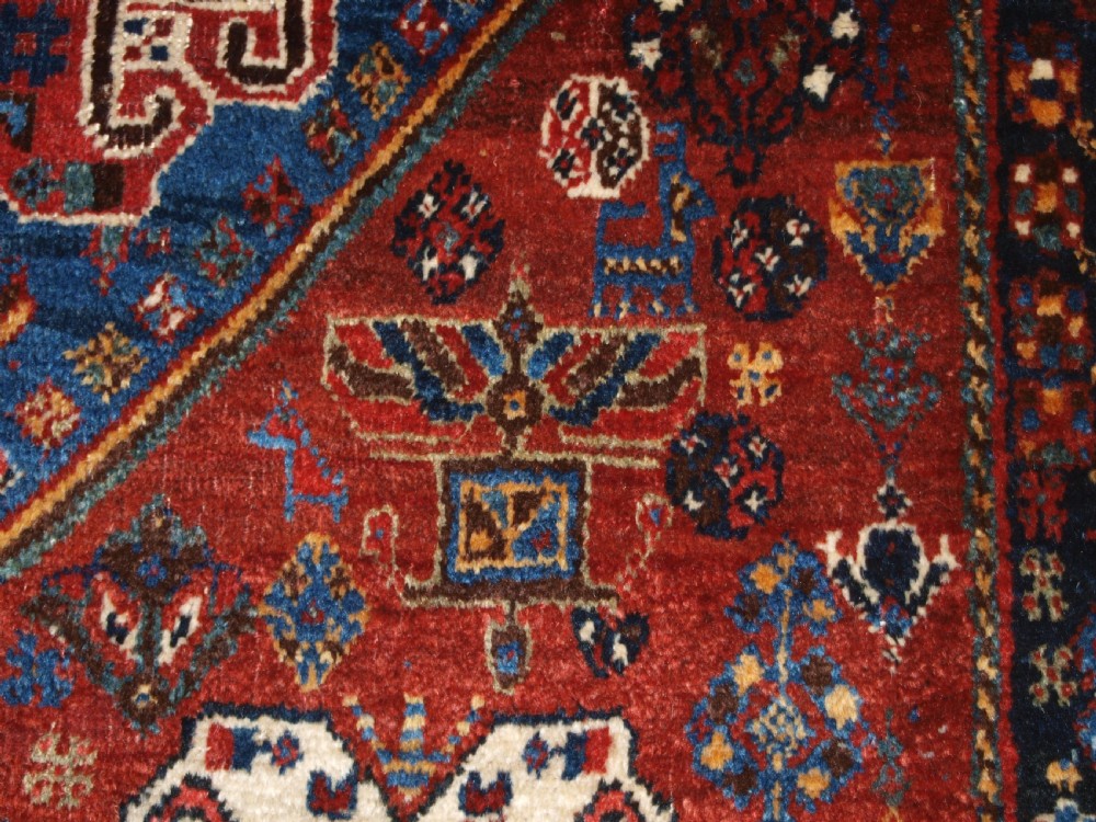 ANTIQUE PERSIAN TRIBAL QASHQAI RUG, SUPERB COLOUR AND DESIGN, CIRCA 1900. View X