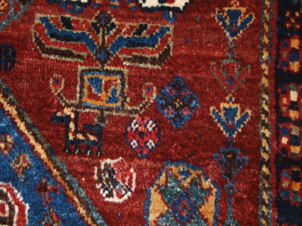 ANTIQUE PERSIAN TRIBAL QASHQAI RUG, SUPERB COLOUR AND DESIGN, CIRCA 1900. View XI