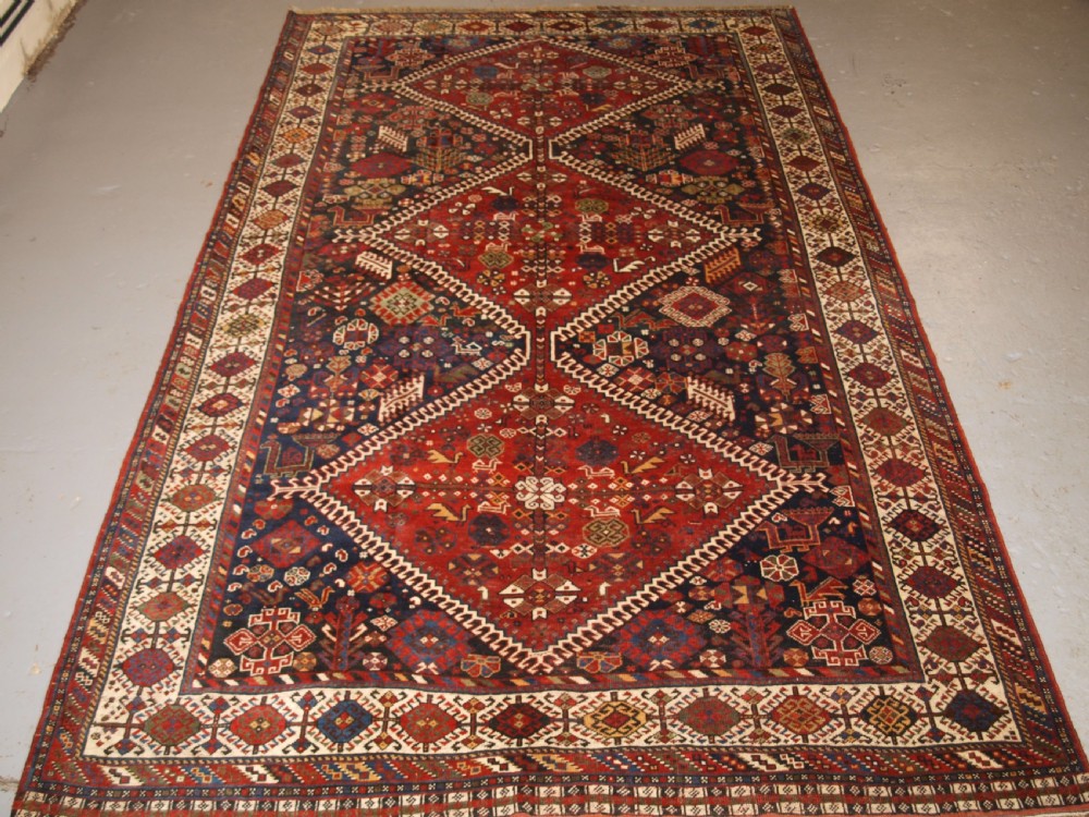 ANTIQUE TRIBAL QASHQAI CARPET, OUTSTANDING EXAMPLE, CIRCA 1880. View II